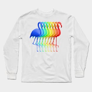 Colorful flamingo march Long Sleeve T-Shirt